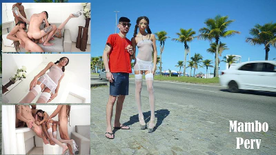 Cover for '1.90M Japanese-Brazilian Beauty, OB Honey Almost Naked On The Street, Then Fucks 3 Huge Cocks (DAP, Anal, 0% Pussy, Huge Gapes, ATM)'